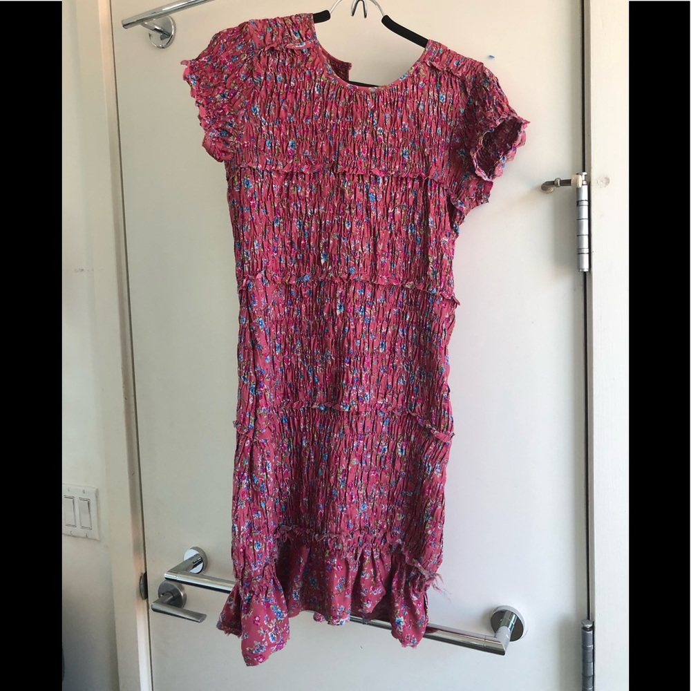 Size medium Free People ruched pink floral dress